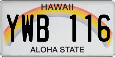 HI license plate YWB116