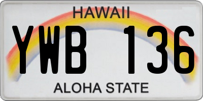 HI license plate YWB136