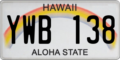 HI license plate YWB138