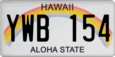 HI license plate YWB154