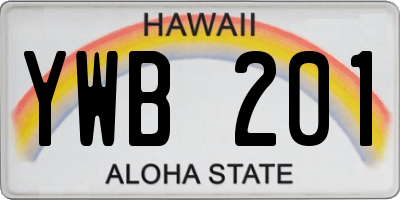 HI license plate YWB201