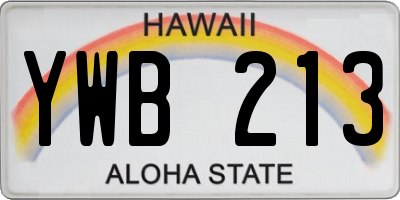 HI license plate YWB213
