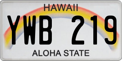 HI license plate YWB219