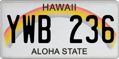 HI license plate YWB236