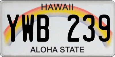 HI license plate YWB239