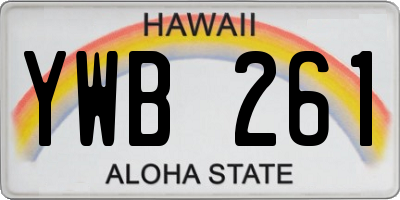 HI license plate YWB261