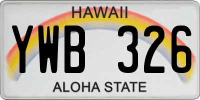 HI license plate YWB326