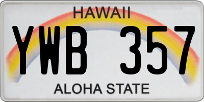 HI license plate YWB357