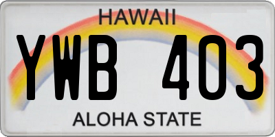 HI license plate YWB403