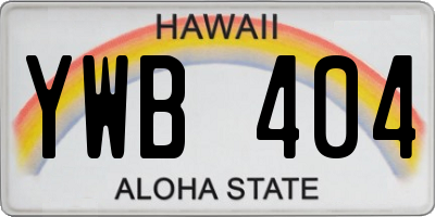 HI license plate YWB404