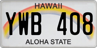 HI license plate YWB408