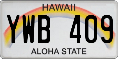 HI license plate YWB409