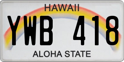 HI license plate YWB418