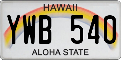 HI license plate YWB540