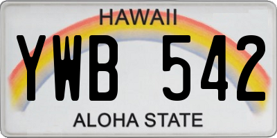 HI license plate YWB542