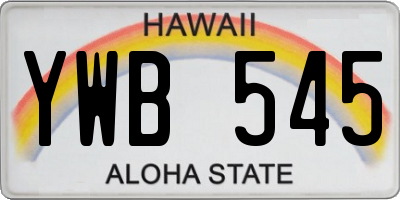 HI license plate YWB545
