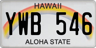 HI license plate YWB546