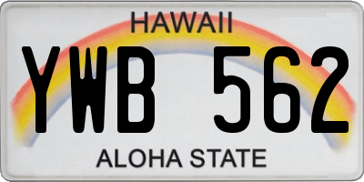 HI license plate YWB562