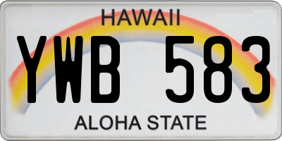 HI license plate YWB583