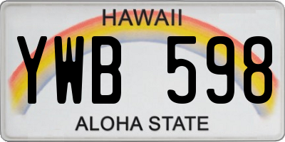 HI license plate YWB598