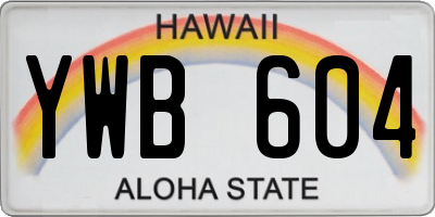 HI license plate YWB604