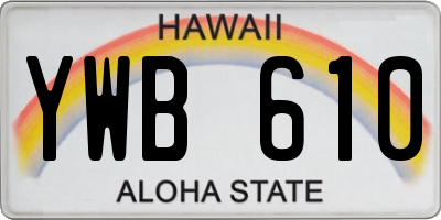 HI license plate YWB610