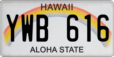 HI license plate YWB616
