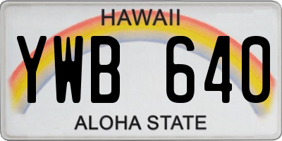 HI license plate YWB640