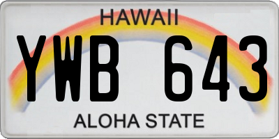 HI license plate YWB643