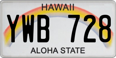 HI license plate YWB728