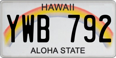 HI license plate YWB792