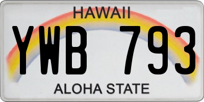 HI license plate YWB793