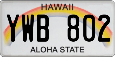 HI license plate YWB802