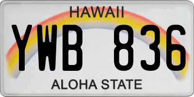 HI license plate YWB836