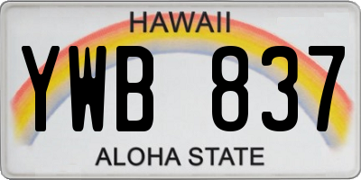 HI license plate YWB837