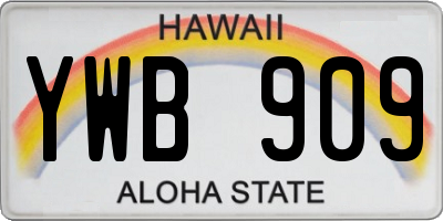 HI license plate YWB909