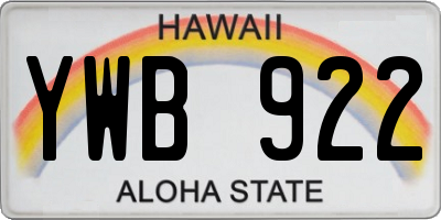 HI license plate YWB922