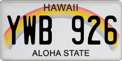 HI license plate YWB926