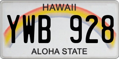 HI license plate YWB928