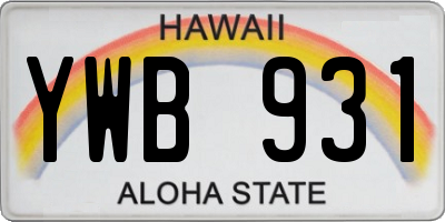 HI license plate YWB931