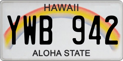 HI license plate YWB942