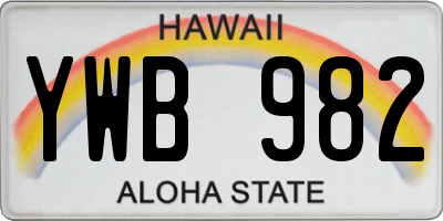 HI license plate YWB982