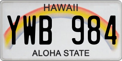 HI license plate YWB984