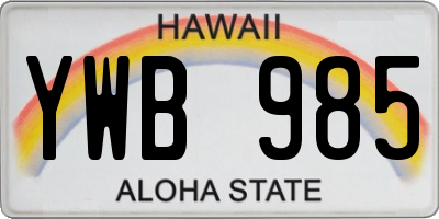HI license plate YWB985