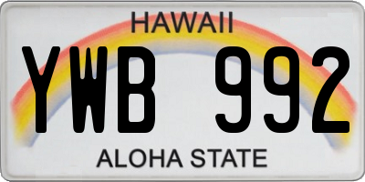 HI license plate YWB992