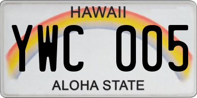 HI license plate YWC005