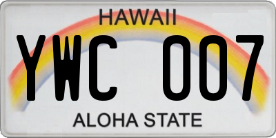 HI license plate YWC007
