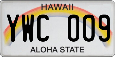 HI license plate YWC009
