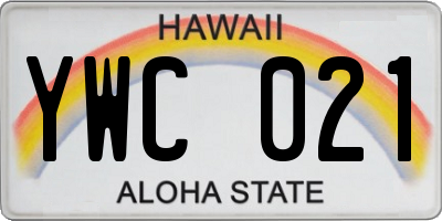 HI license plate YWC021