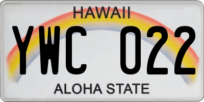 HI license plate YWC022